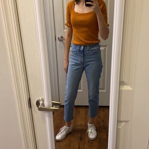 Orange loft sweater ruffle sleeve top